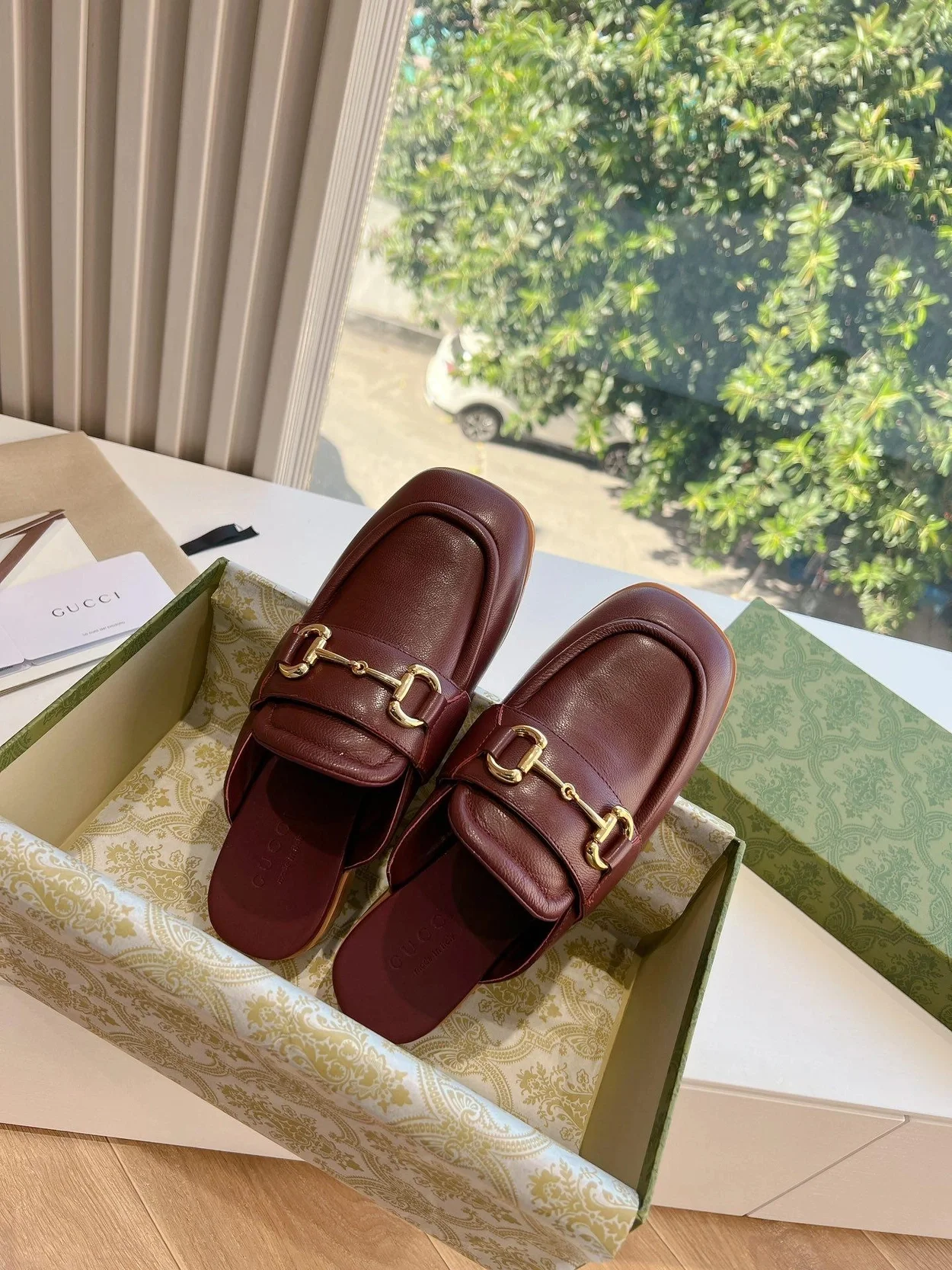 구찌 홀스빗 로퍼 슬리퍼 브라운