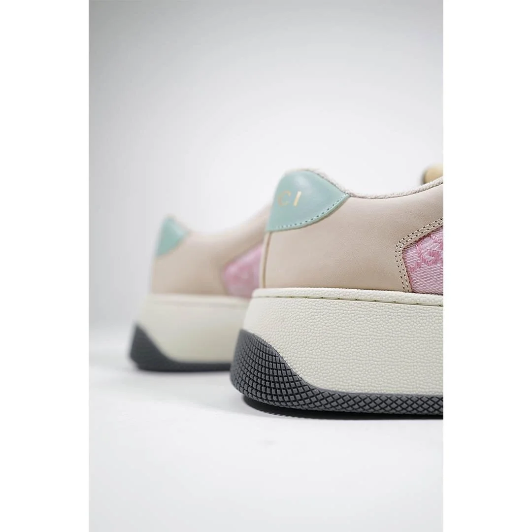 구찌 Double Screener 모노그램 캔버스 스니커즈 핑크