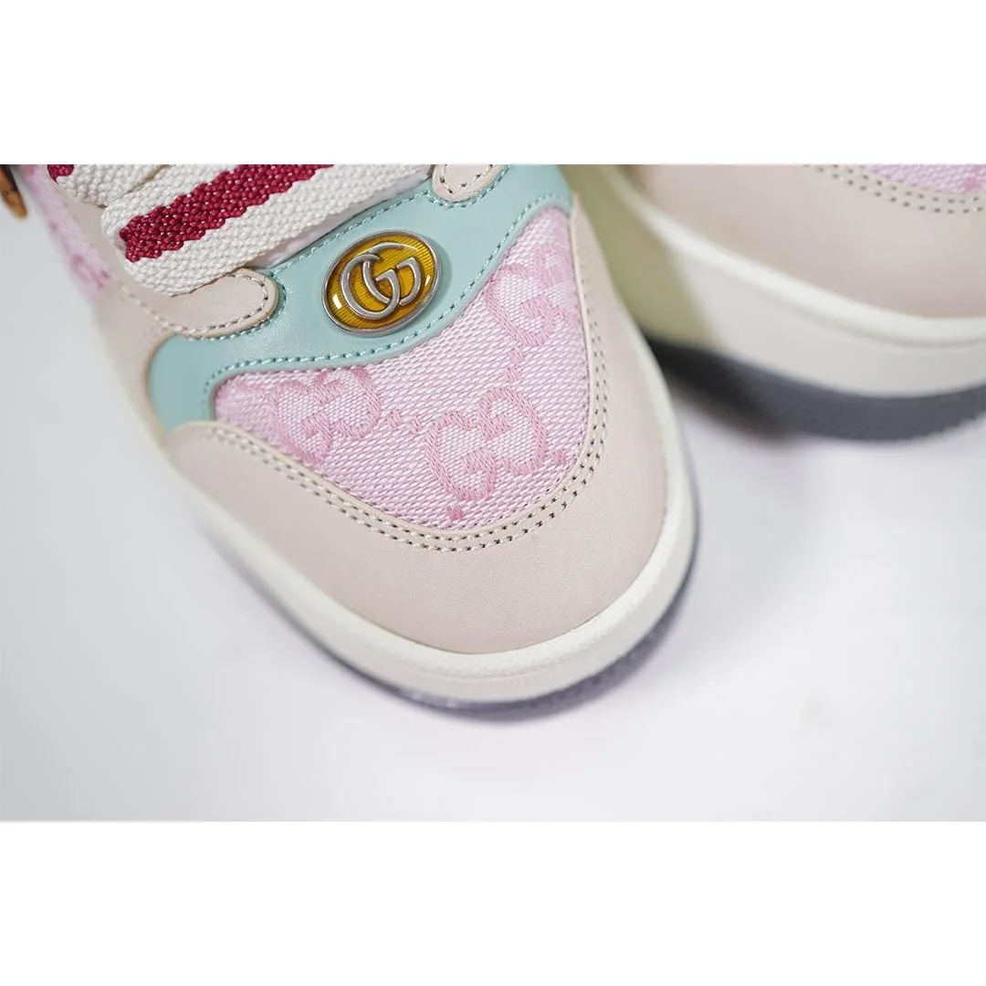 구찌 Double Screener 모노그램 캔버스 스니커즈 핑크