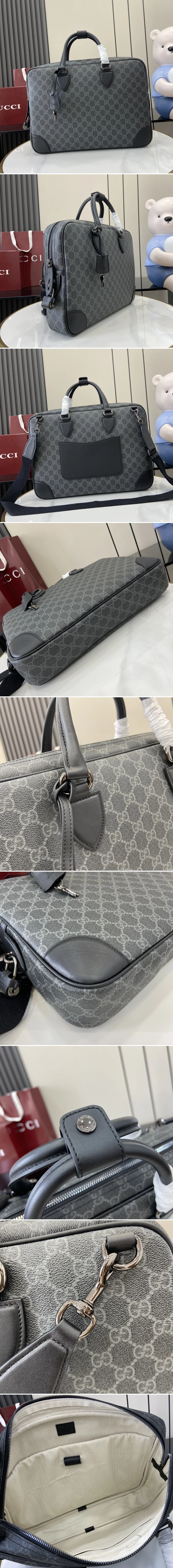 구찌 GG 엠블럼 브리프케이스 블랙 821149