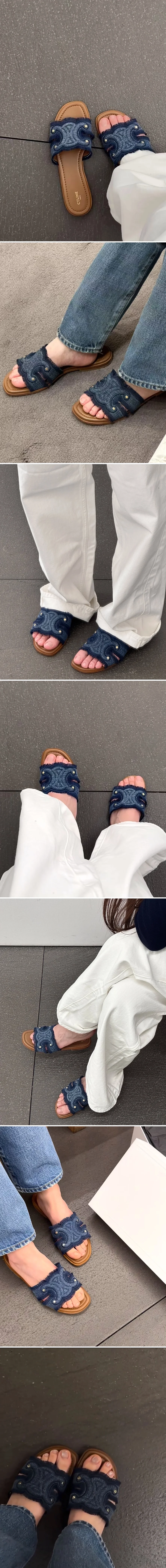 셀린느 25SS 마리나 프린지 데님 슬리퍼