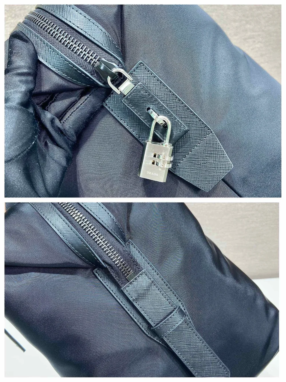 프라다 리나일론 사피아노 가죽 더플백