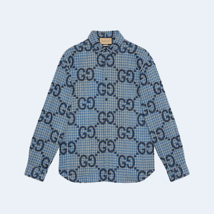 구찌 점보 GG 체크 울 셔츠