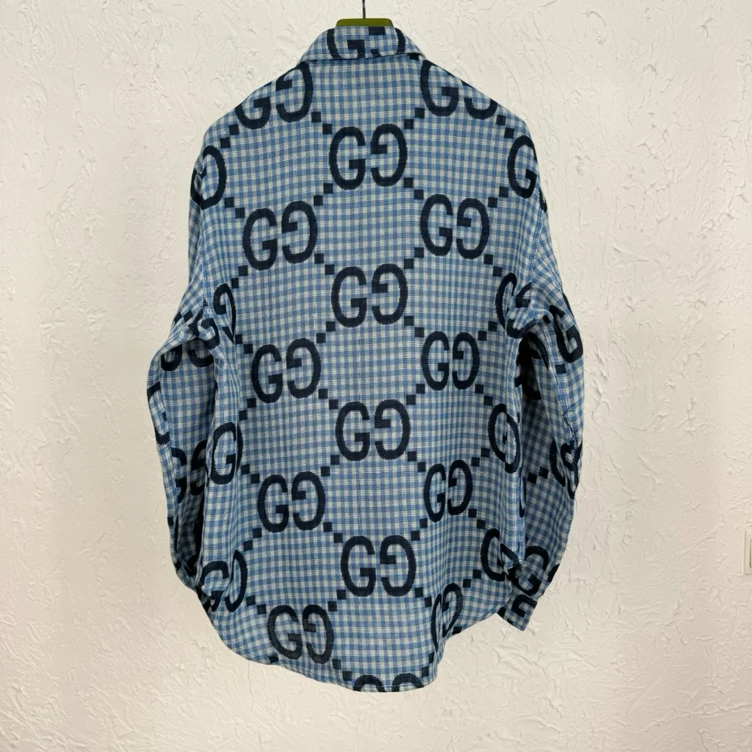 구찌 점보 GG 체크 울 셔츠