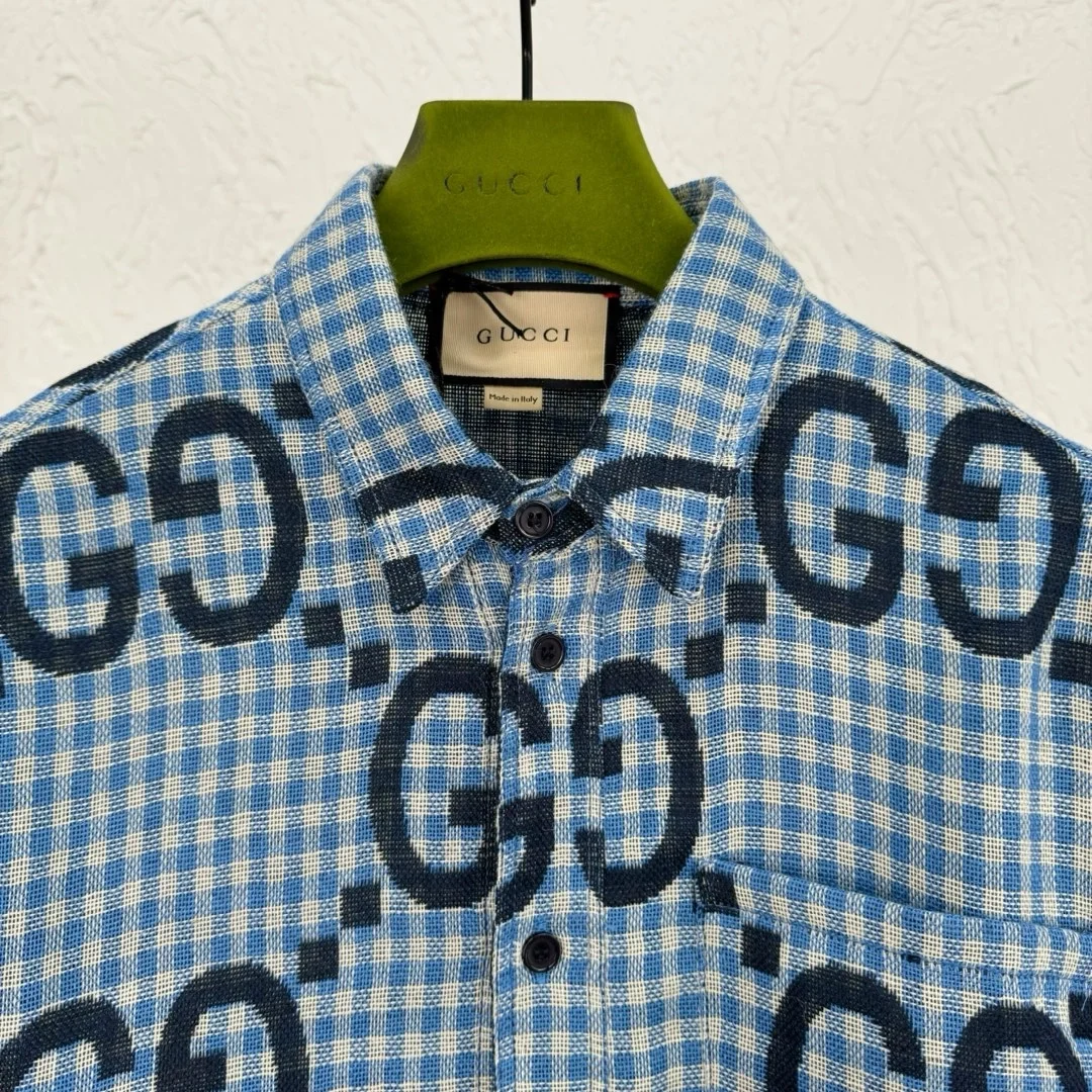 구찌 점보 GG 체크 울 셔츠
