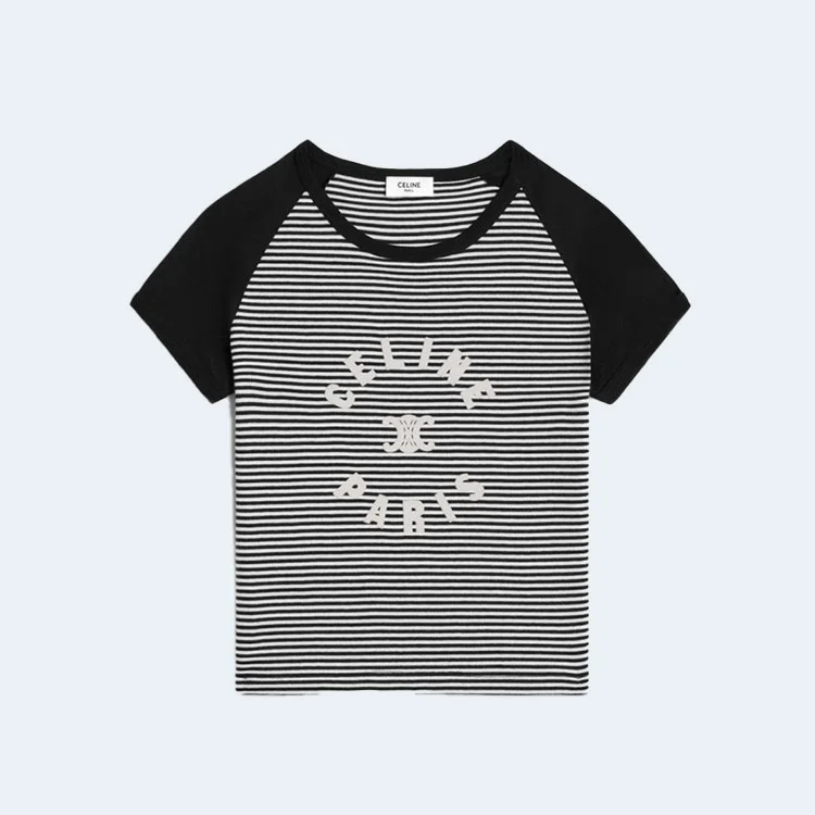 셀린느 스트라이프 트리옹프 티셔츠 코튼 저지