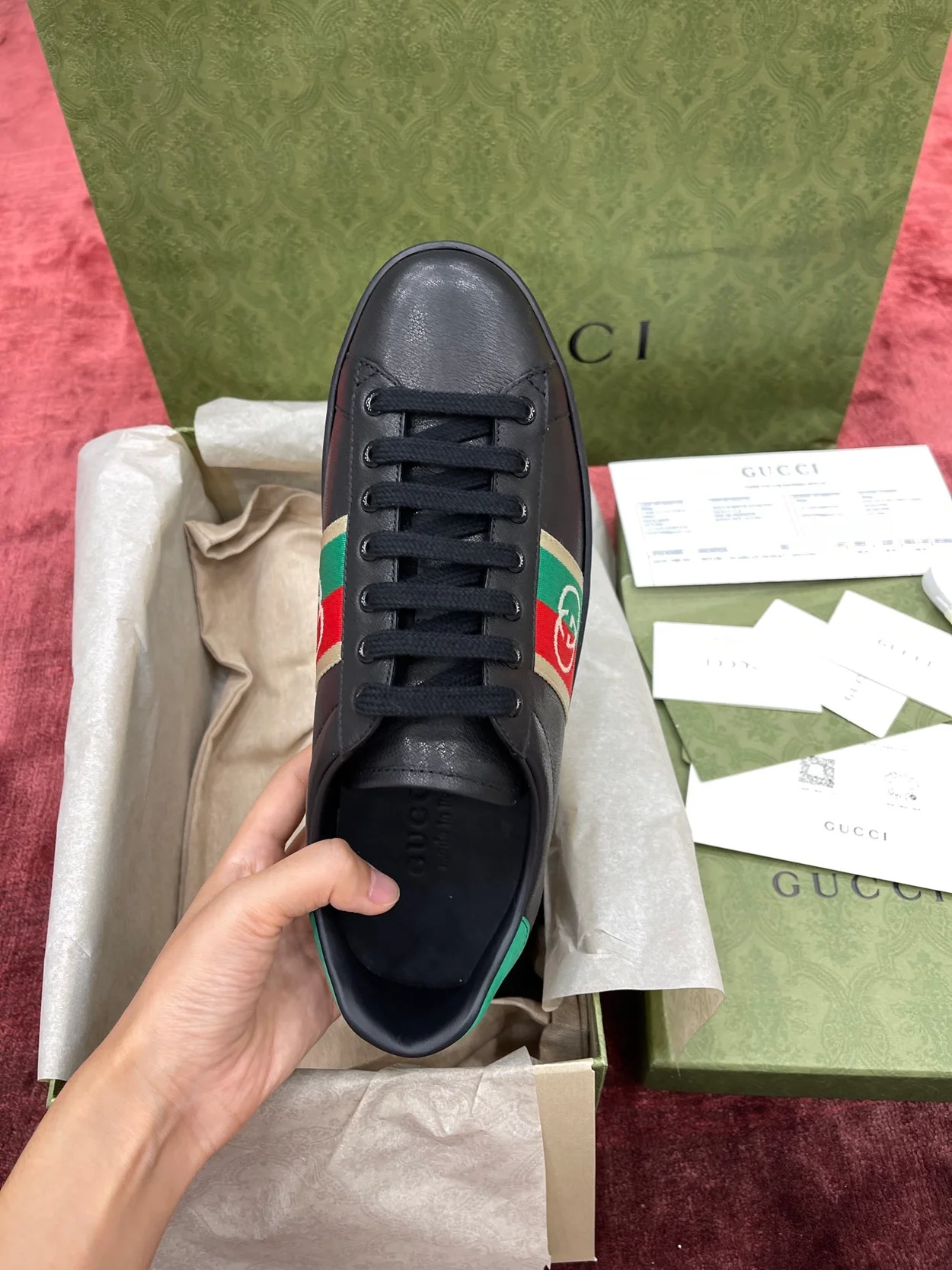 구찌 에이스 엘라스틱 스네이크 스니커즈