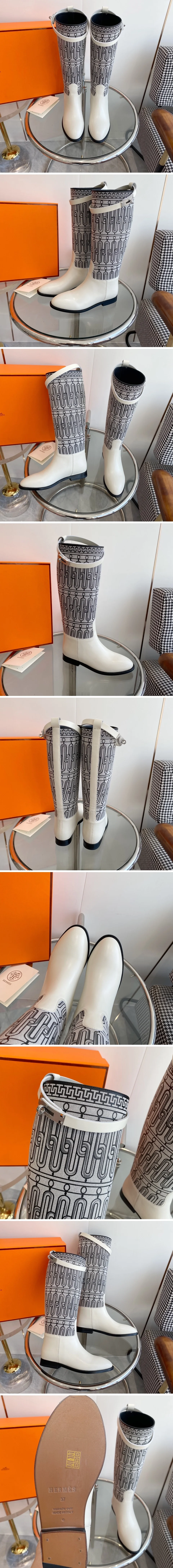 에르메스 점핑 롱 부츠 (소가죽)  화이트