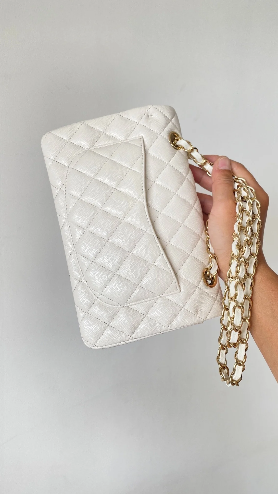 샤넬 클래식 스몰 캐비어 화이트 골드