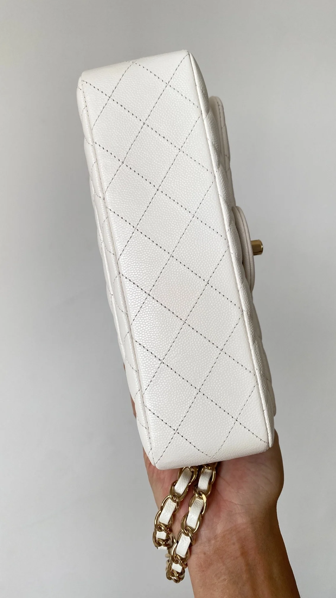 샤넬 클래식 스몰 캐비어 화이트 골드