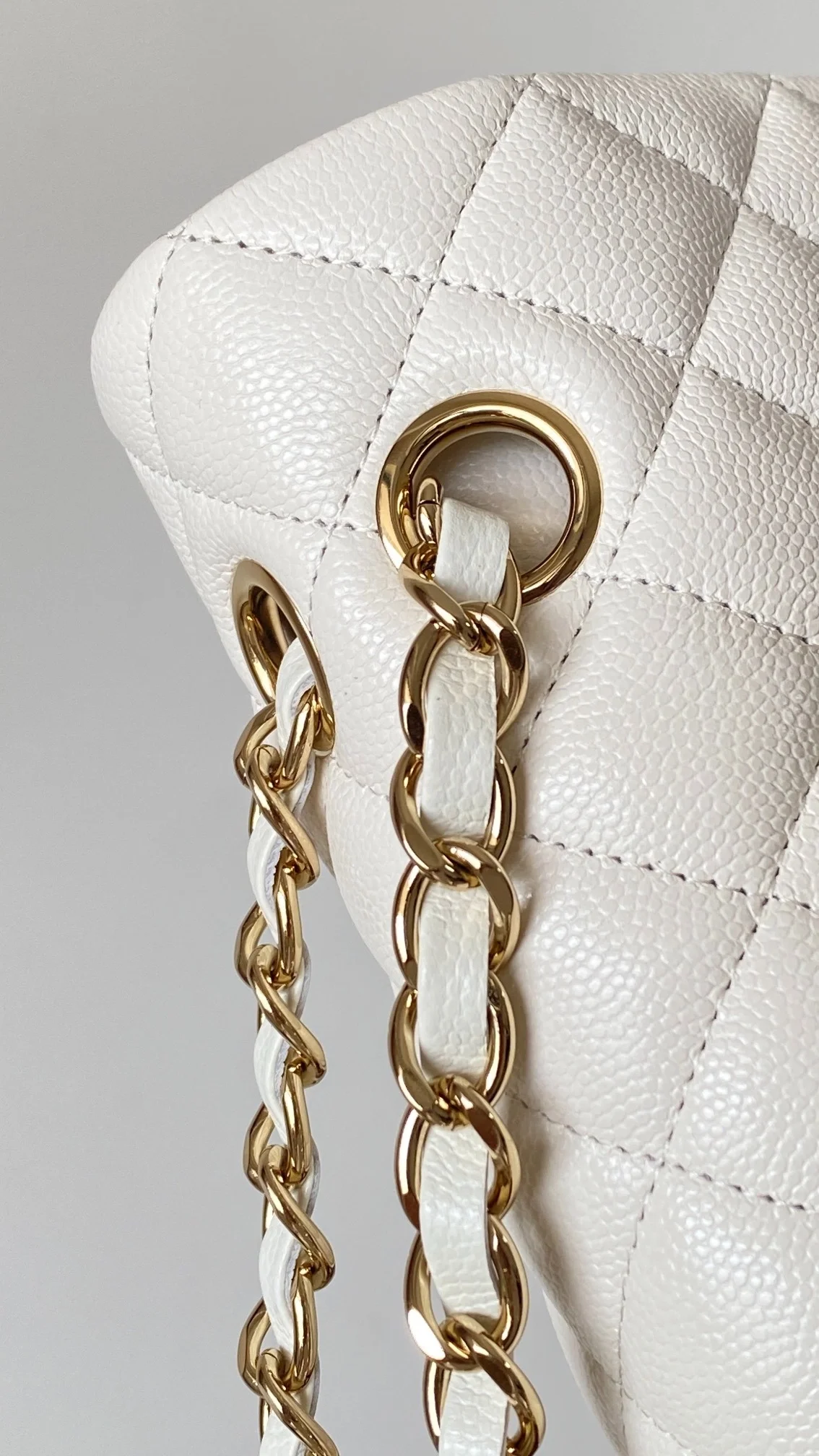 샤넬 클래식 스몰 캐비어 화이트 골드