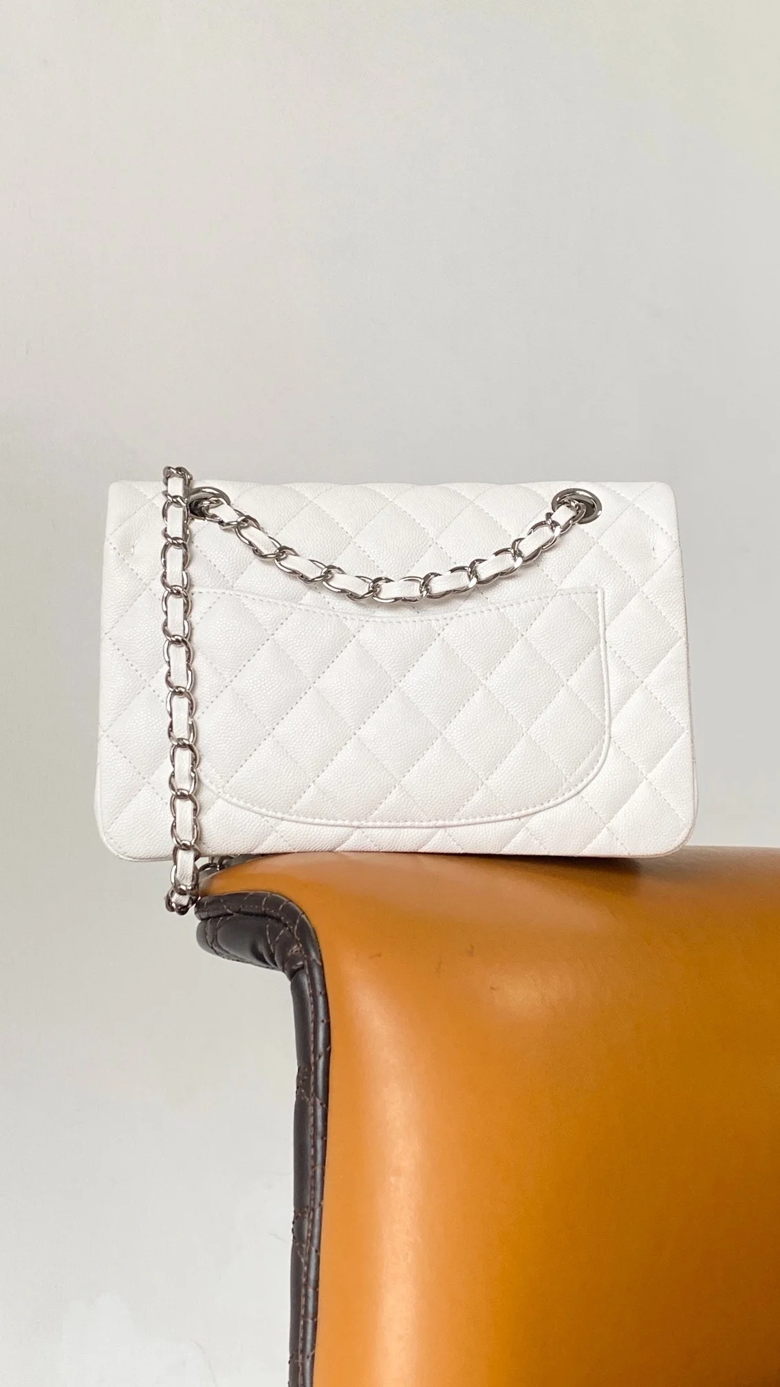 샤넬 클래식 스몰 캐비어 화이트 실버