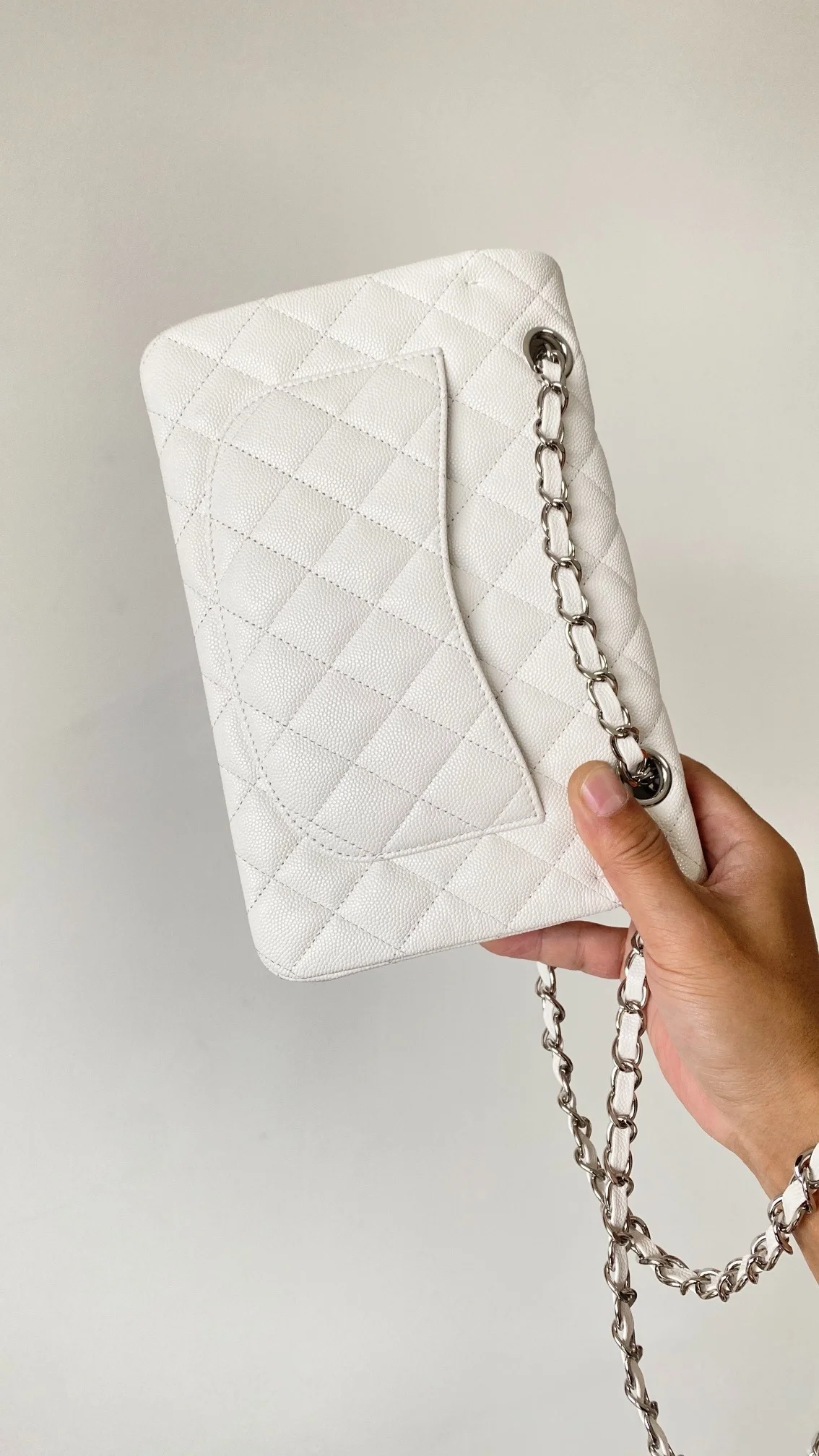 샤넬 클래식 스몰 캐비어 화이트 실버