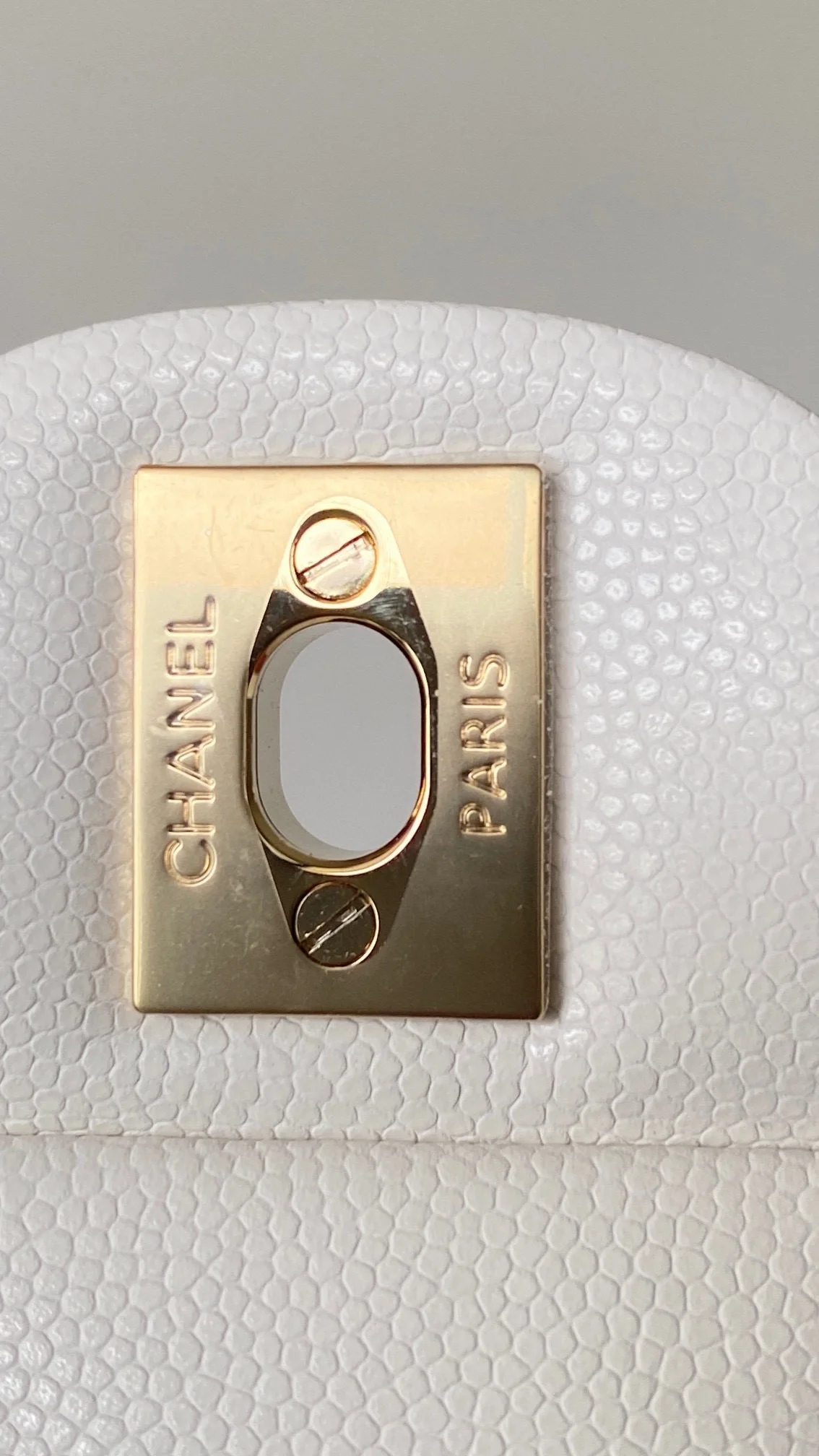 샤넬 클래식 미니 캐비어 화이트 골드