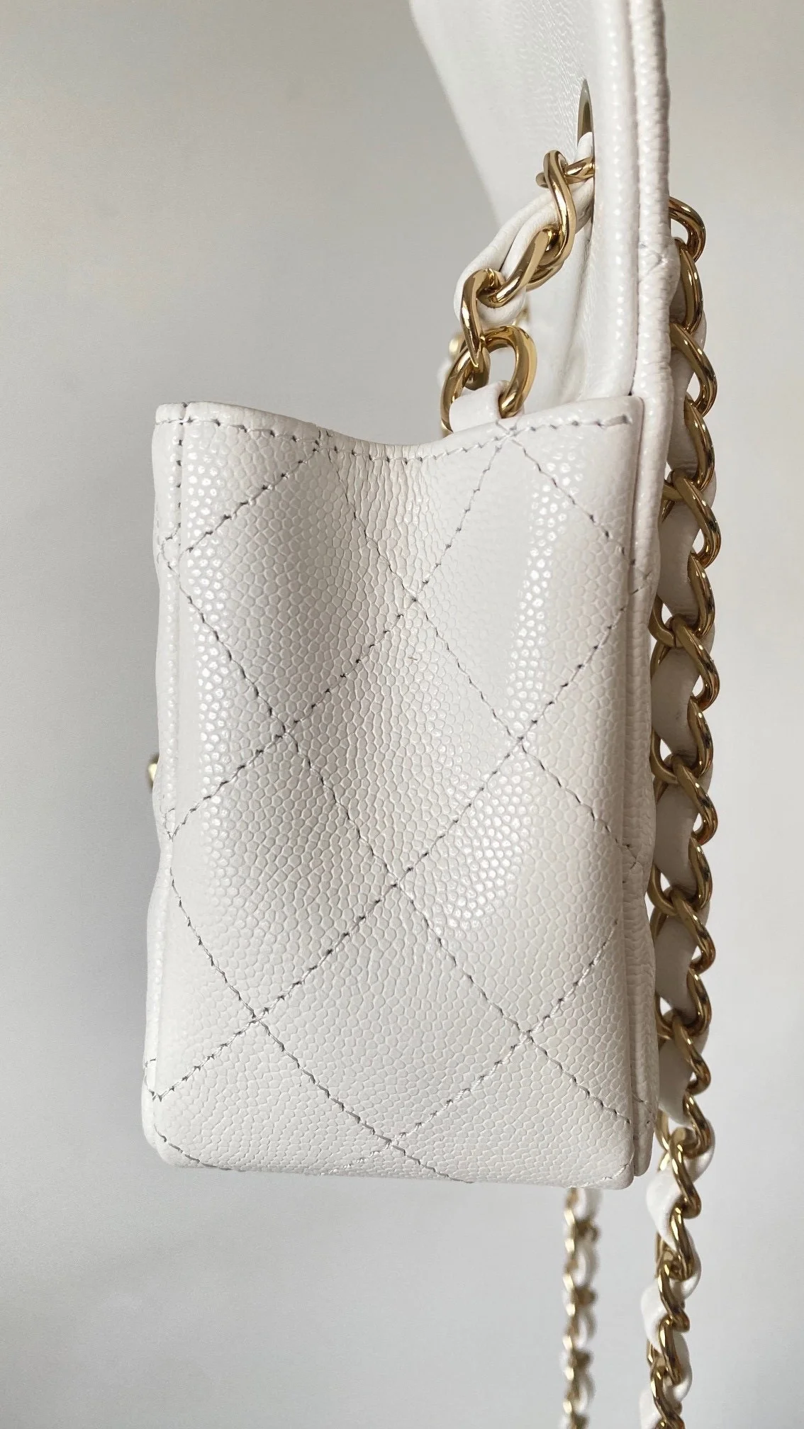 샤넬 클래식 미니 캐비어 화이트 골드