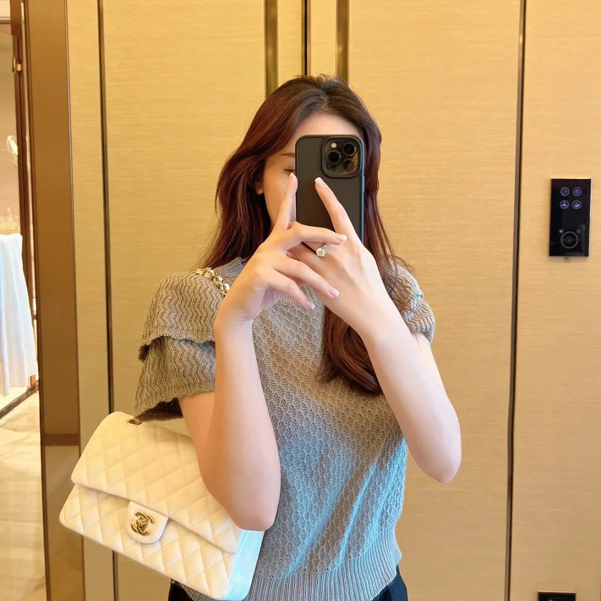 샤넬 클래식 미니 캐비어 화이트 골드