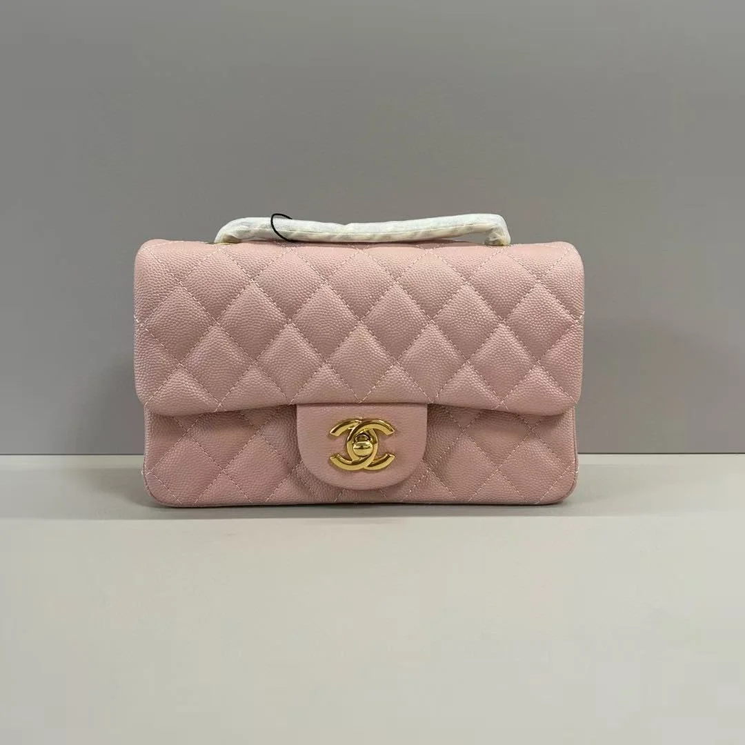 샤넬 클래식 미니 캐비어 핑크 골드