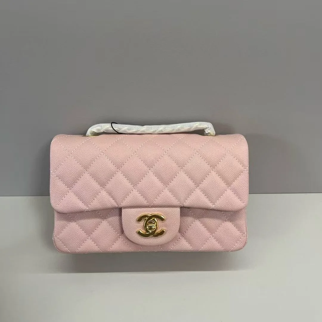 샤넬 클래식 미니 캐비어 핑크 골드
