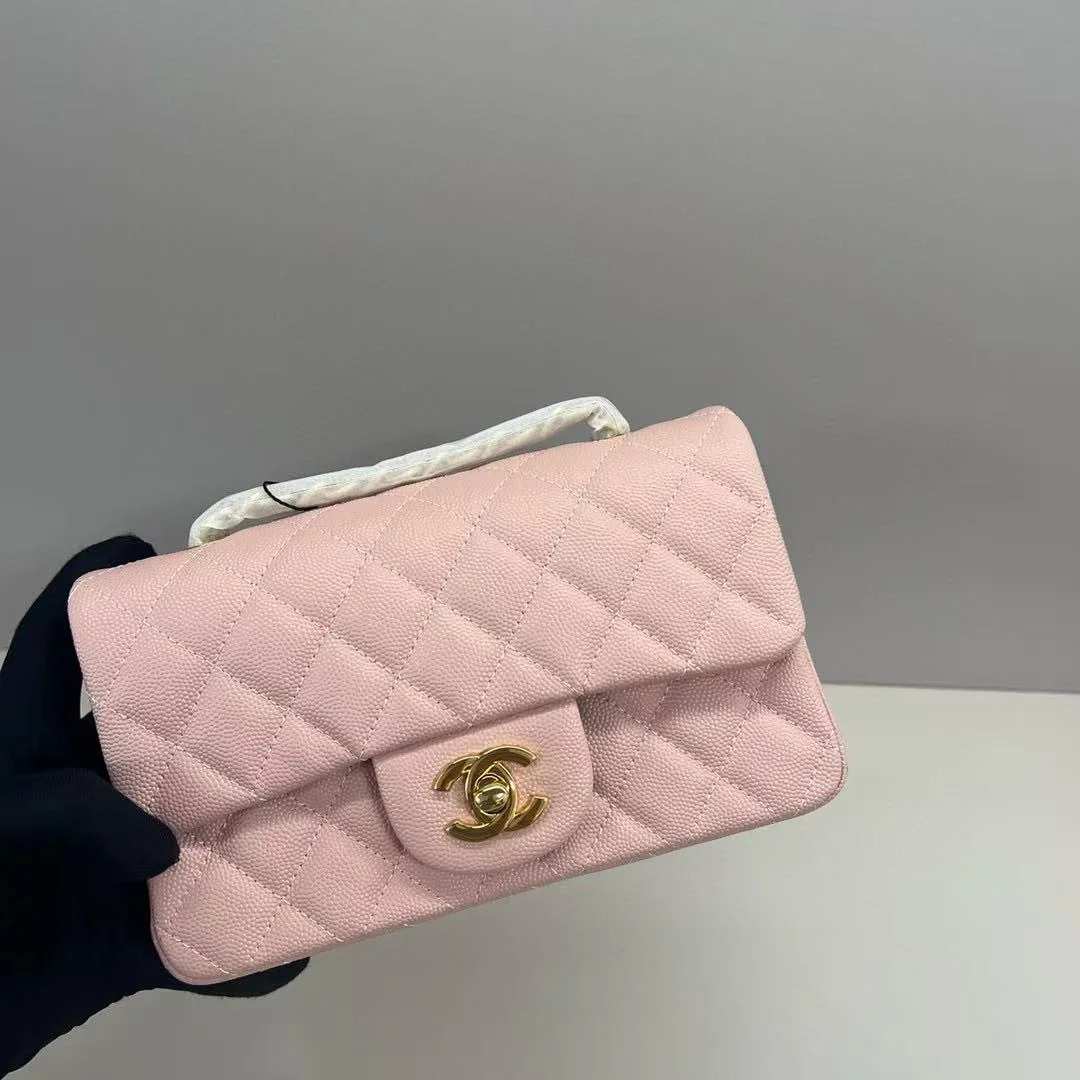 샤넬 클래식 미니 캐비어 핑크 골드