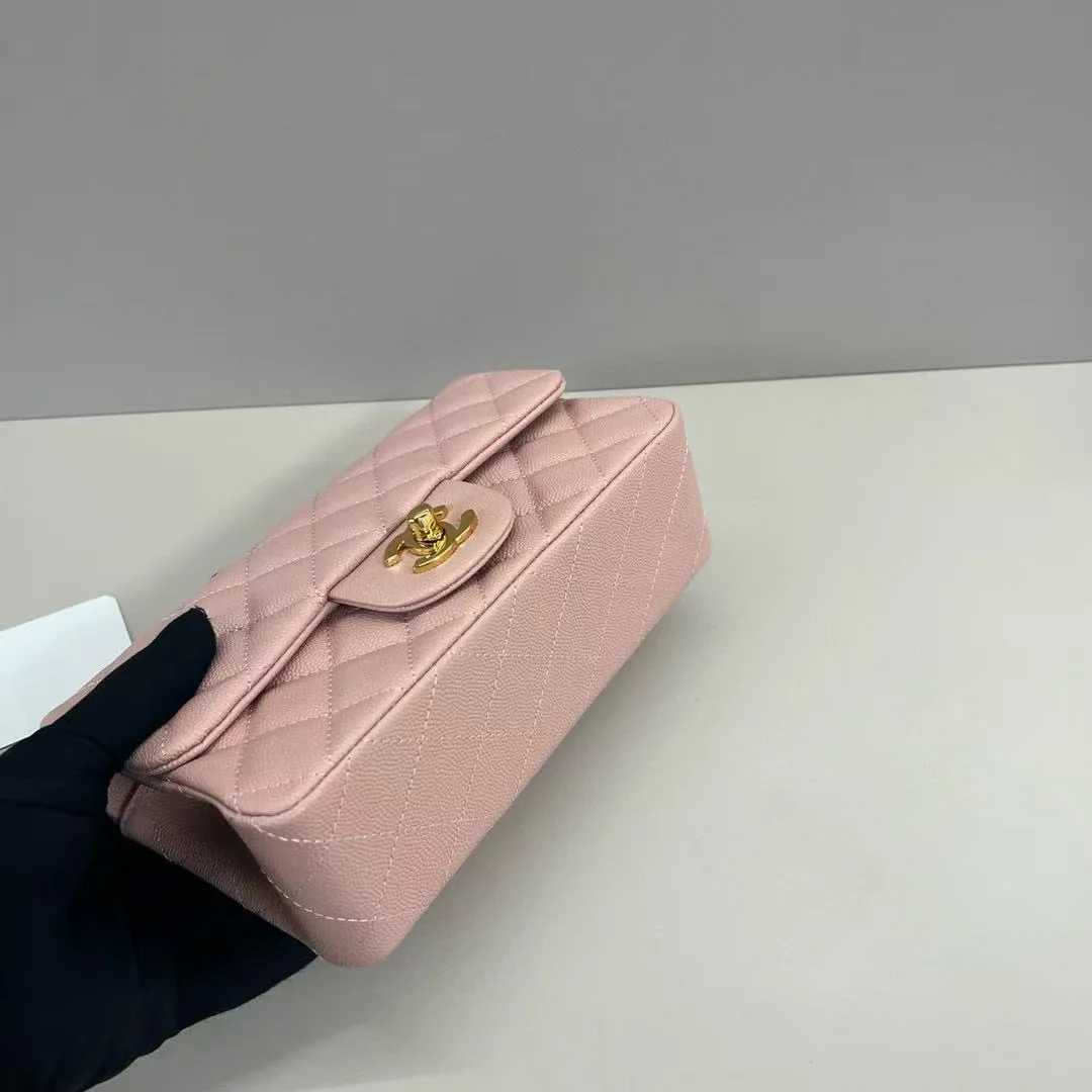 샤넬 클래식 미니 캐비어 핑크 골드