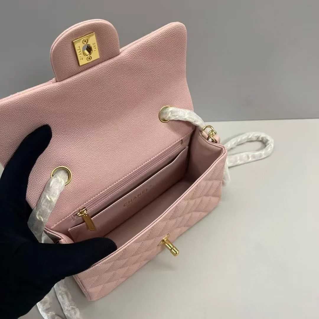 샤넬 클래식 미니 캐비어 핑크 골드