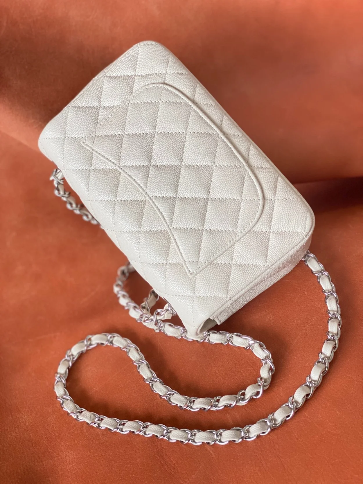 샤넬 클래식 미니 캐비어 화이트 실버