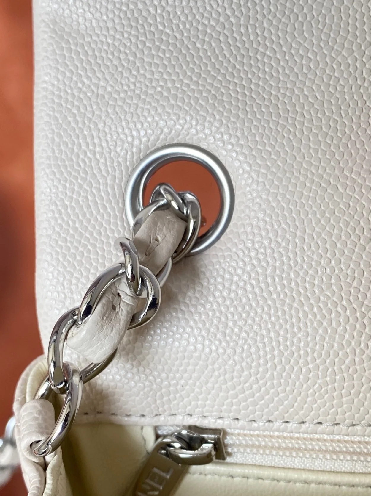 샤넬 클래식 미니 캐비어 화이트 실버