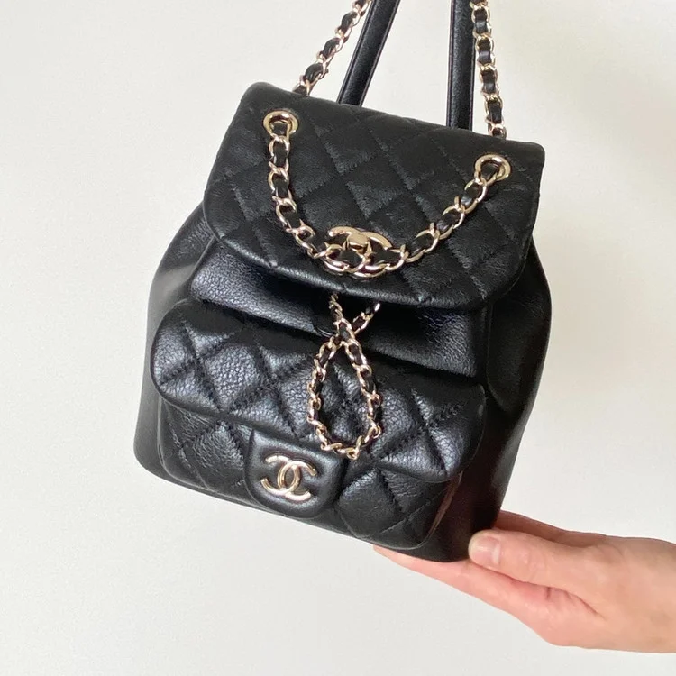 샤넬 원 포켓 듀마 백팩 스몰 카프스킨 블랙