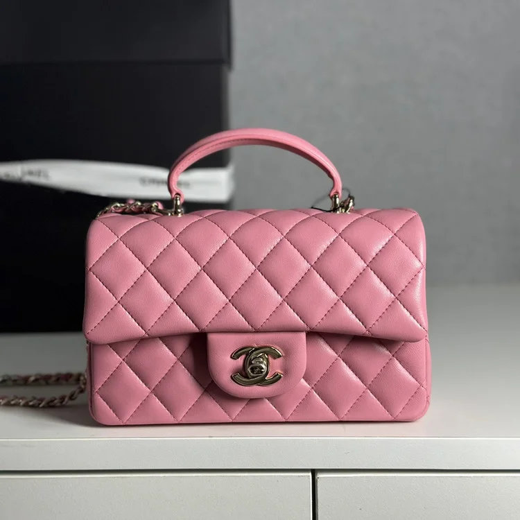 샤넬 핸들 CF 플랩백 램스킨 금장