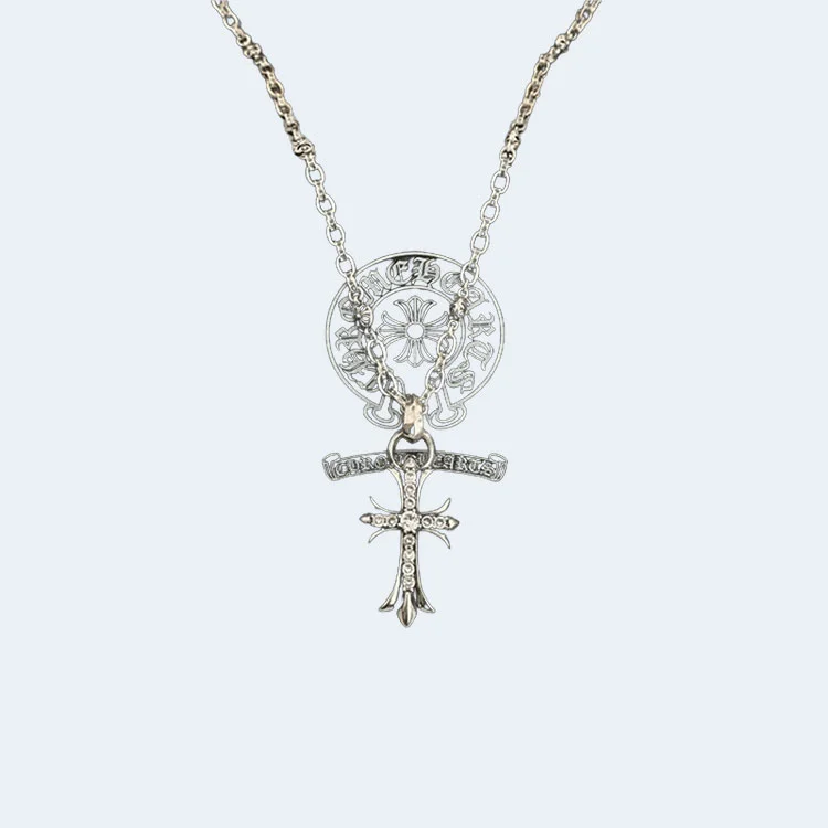 크롬하츠 풀 파베 팬던트 목걸이