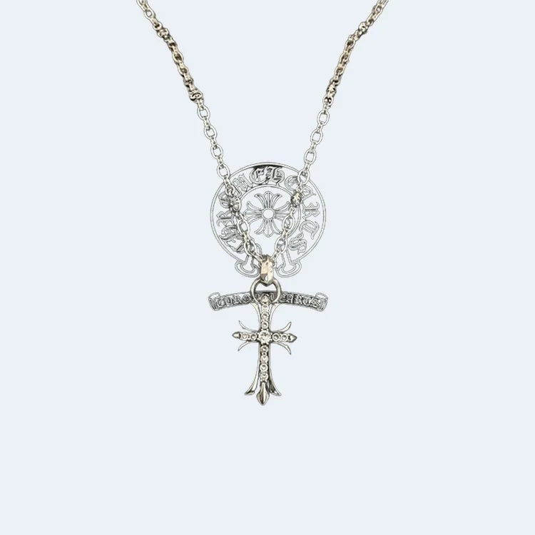 크롬하츠 풀 파베 팬던트 목걸이