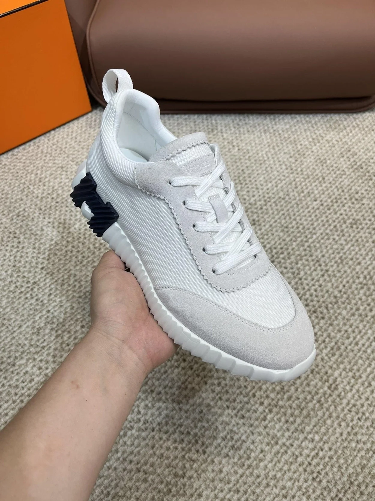 에르메스 바운싱 메쉬 화이트 스니커즈 옐로우 블랙