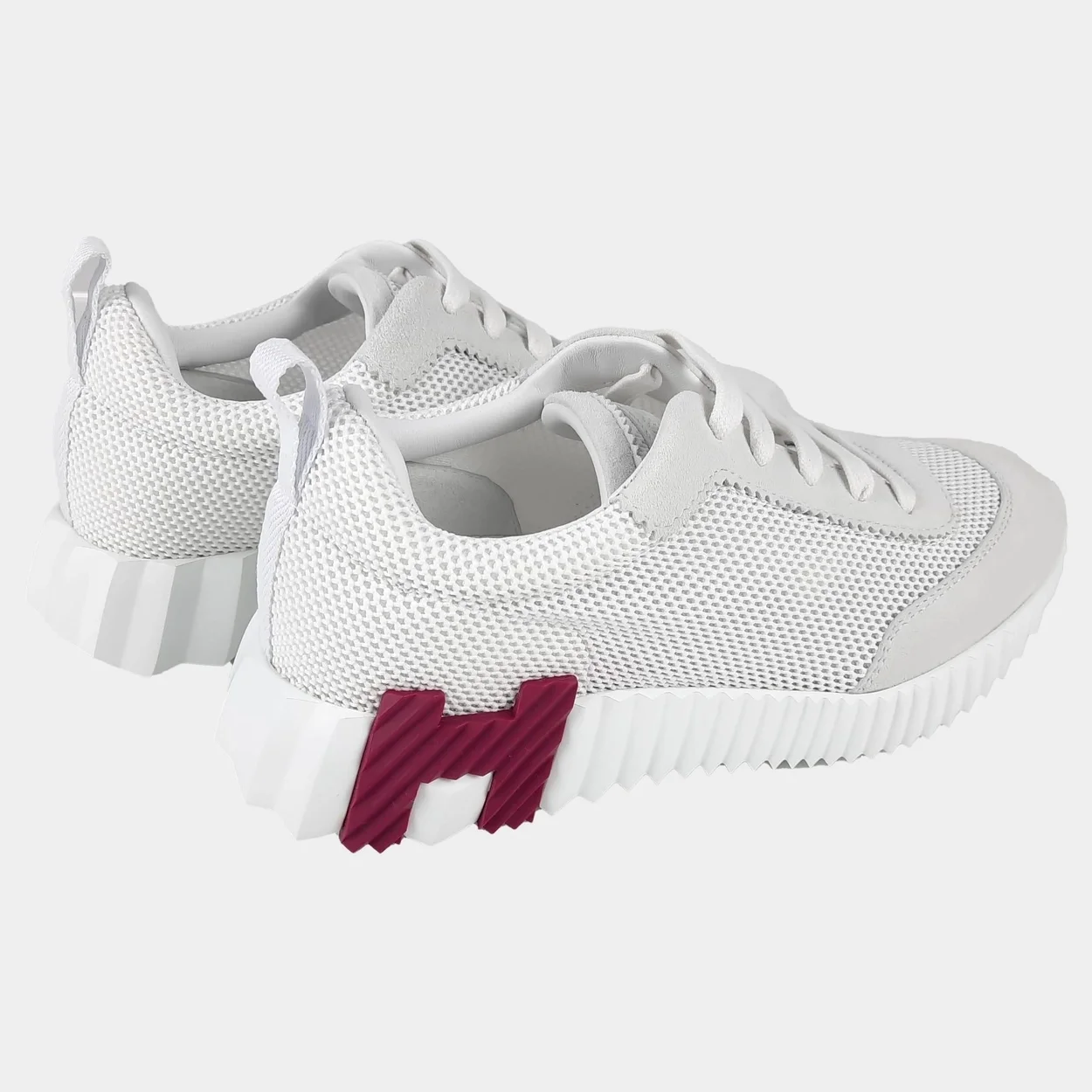 에르메스 바운싱 메쉬 화이트 스니커즈 버건디 오렌지