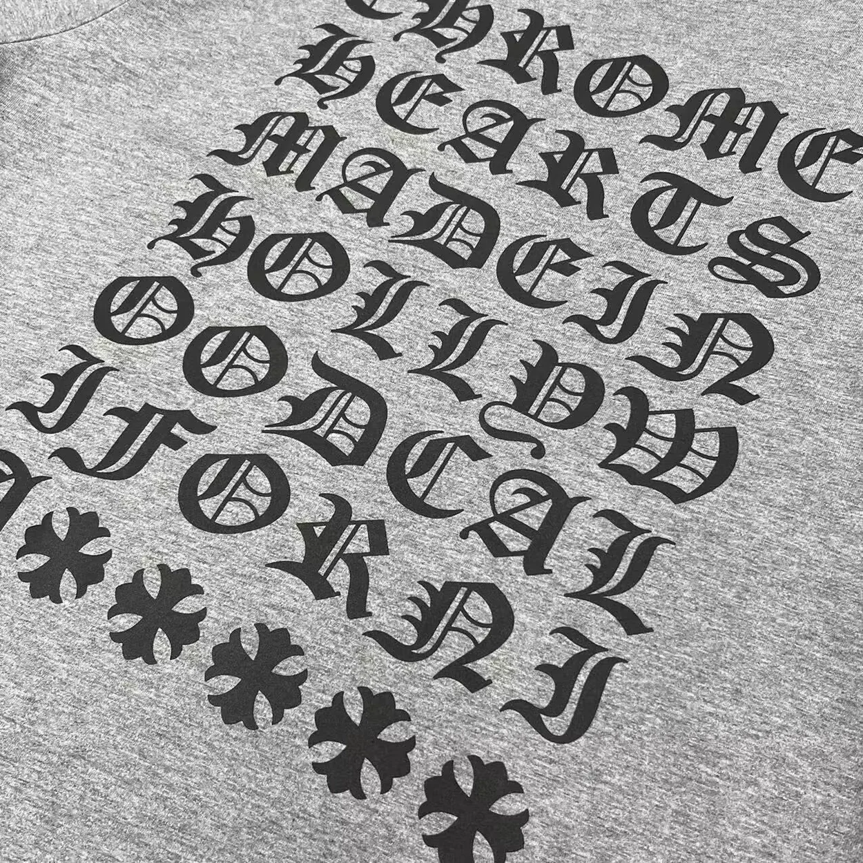 크롬하츠 산스크리트 백 유니섹스 티셔츠 그레이