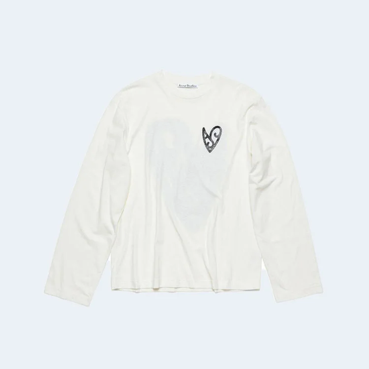 아크네 스튜디오 하트 프린트 로고 롱슬리브 티셔츠