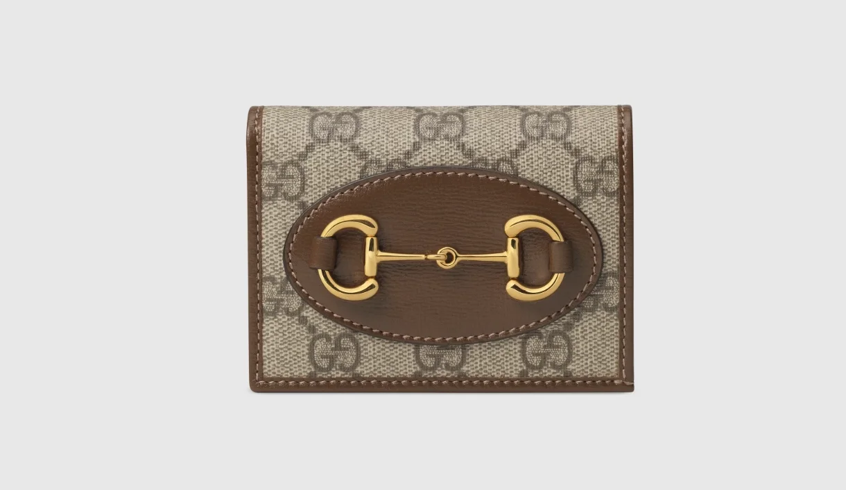 구찌 홀스빗 1955 카드 케이스 지갑 브라운