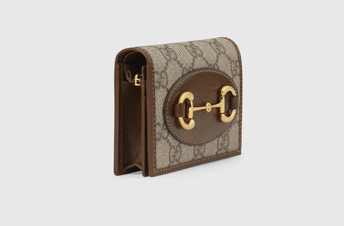 구찌 홀스빗 1955 카드 케이스 지갑 브라운