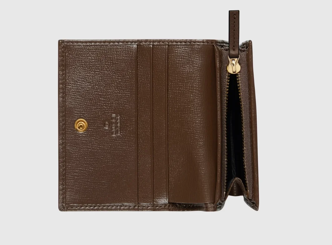 구찌 홀스빗 1955 카드 케이스 지갑 브라운