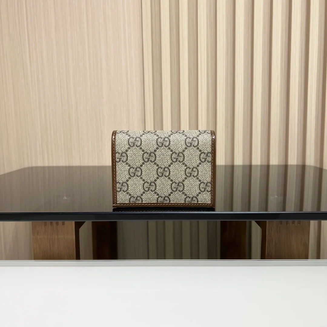 구찌 홀스빗 1955 카드 케이스 지갑 브라운