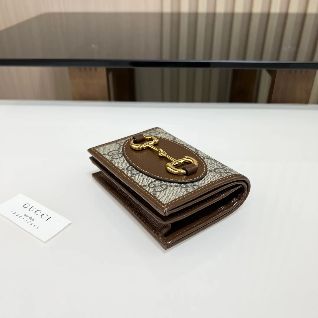 구찌 홀스빗 1955 카드 케이스 지갑 브라운
