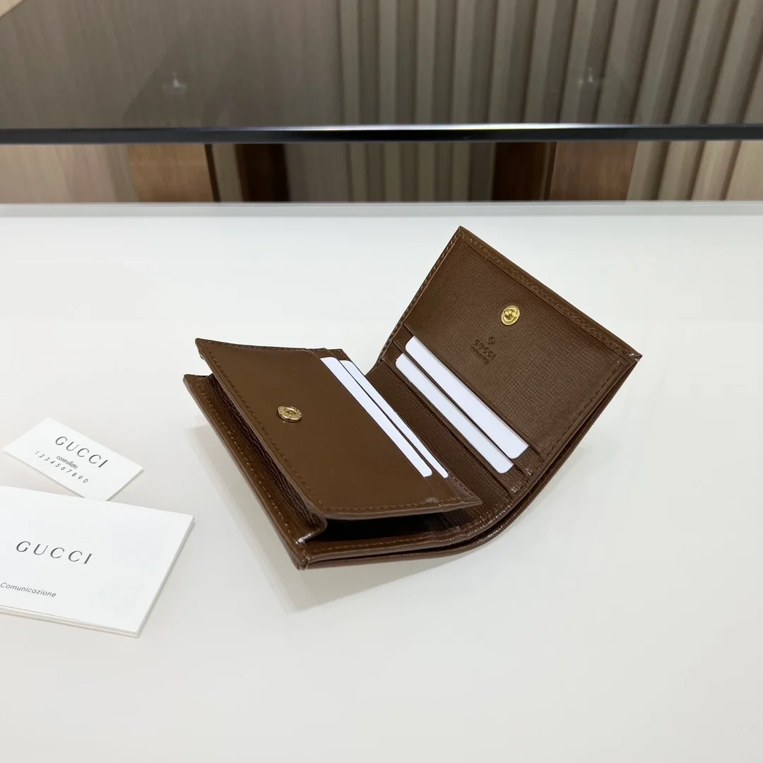 구찌 홀스빗 1955 카드 케이스 지갑 브라운