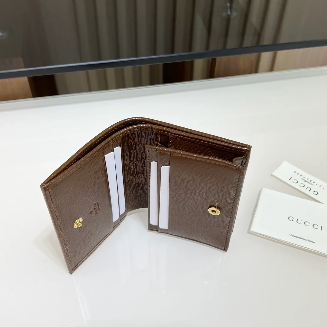 구찌 홀스빗 1955 카드 케이스 지갑 브라운