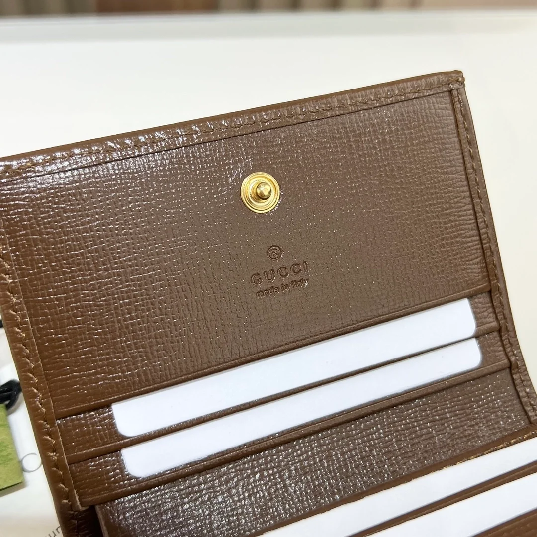 구찌 홀스빗 1955 카드 케이스 지갑 브라운