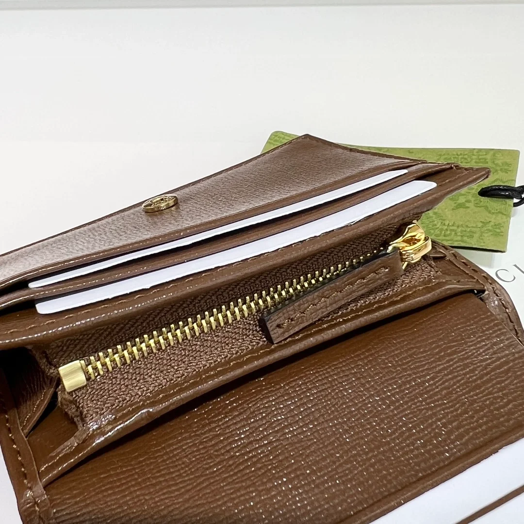 구찌 홀스빗 1955 카드 케이스 지갑 브라운
