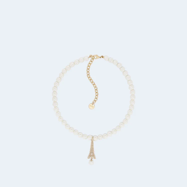 디올 플랜 드 파리 초커 화이트 펄 목걸이