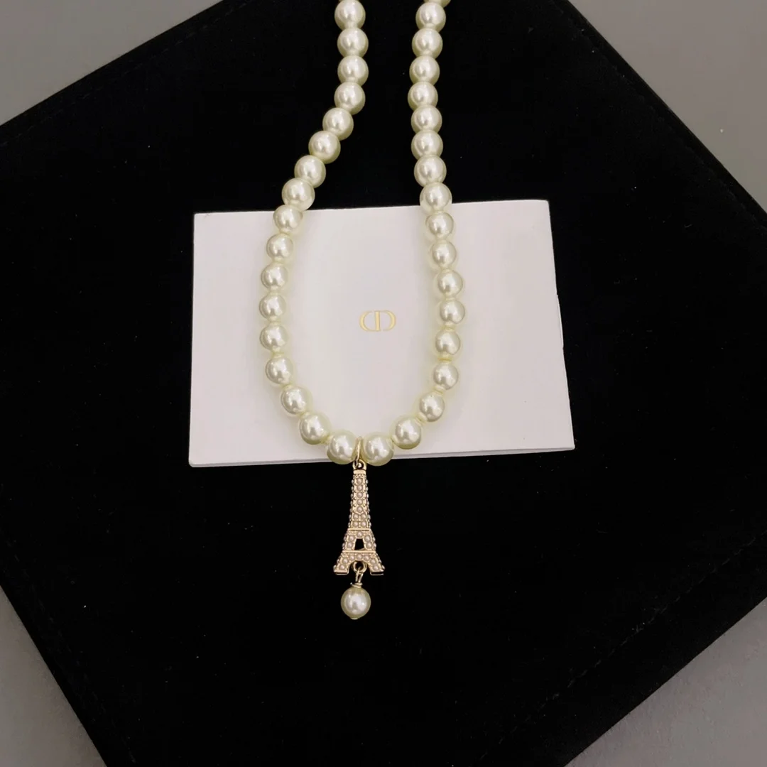 디올 플랜 드 파리 초커 화이트 펄 목걸이