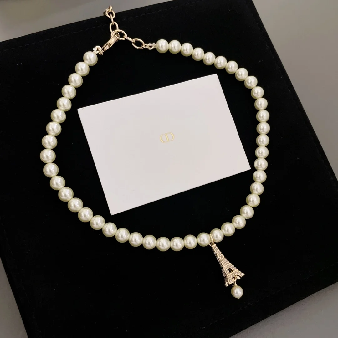 디올 플랜 드 파리 초커 화이트 펄 목걸이