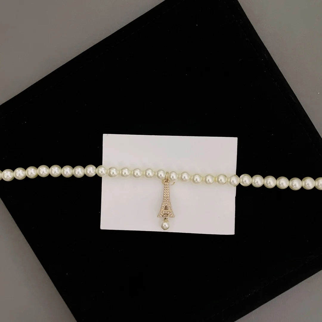 디올 플랜 드 파리 초커 화이트 펄 목걸이