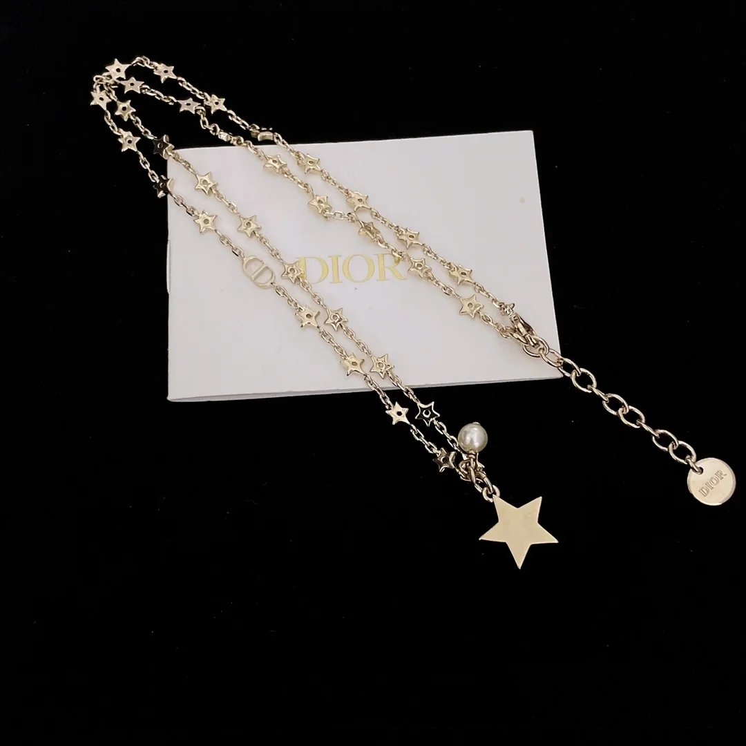 디올 스타 화이트 펄 목걸이