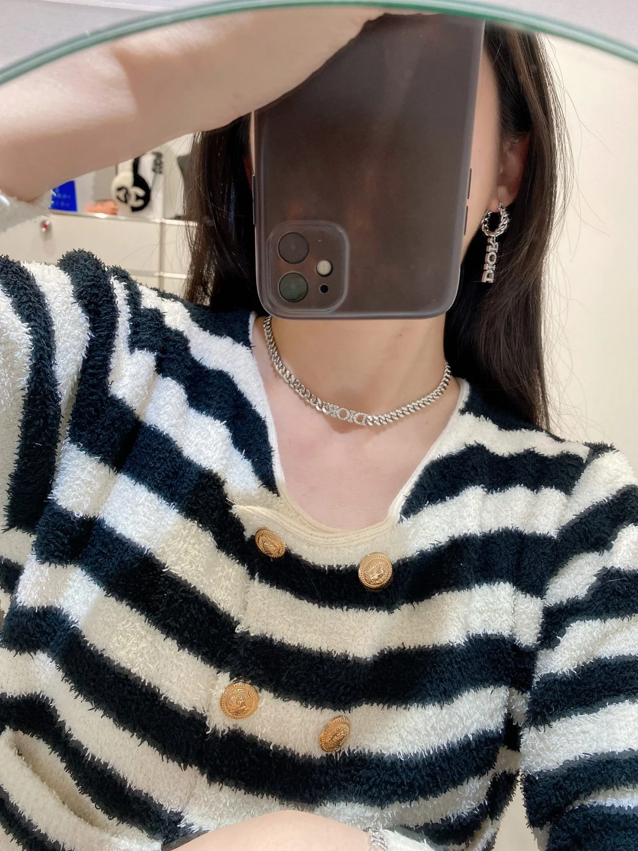 디올 디오레볼루션 초커 실버 목걸이